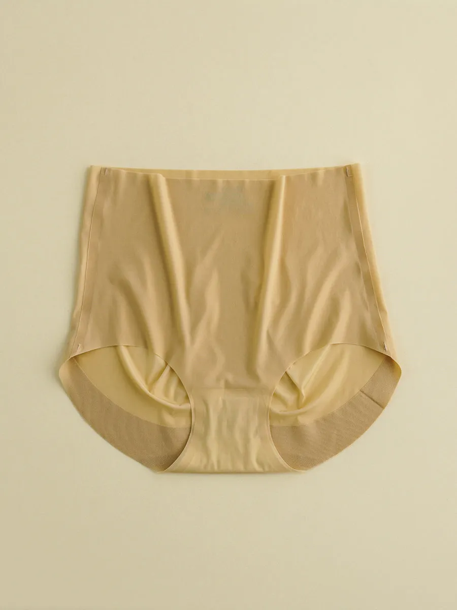 2 Pieces Women Casual Solid Silk High-Waist Breathable Underwear