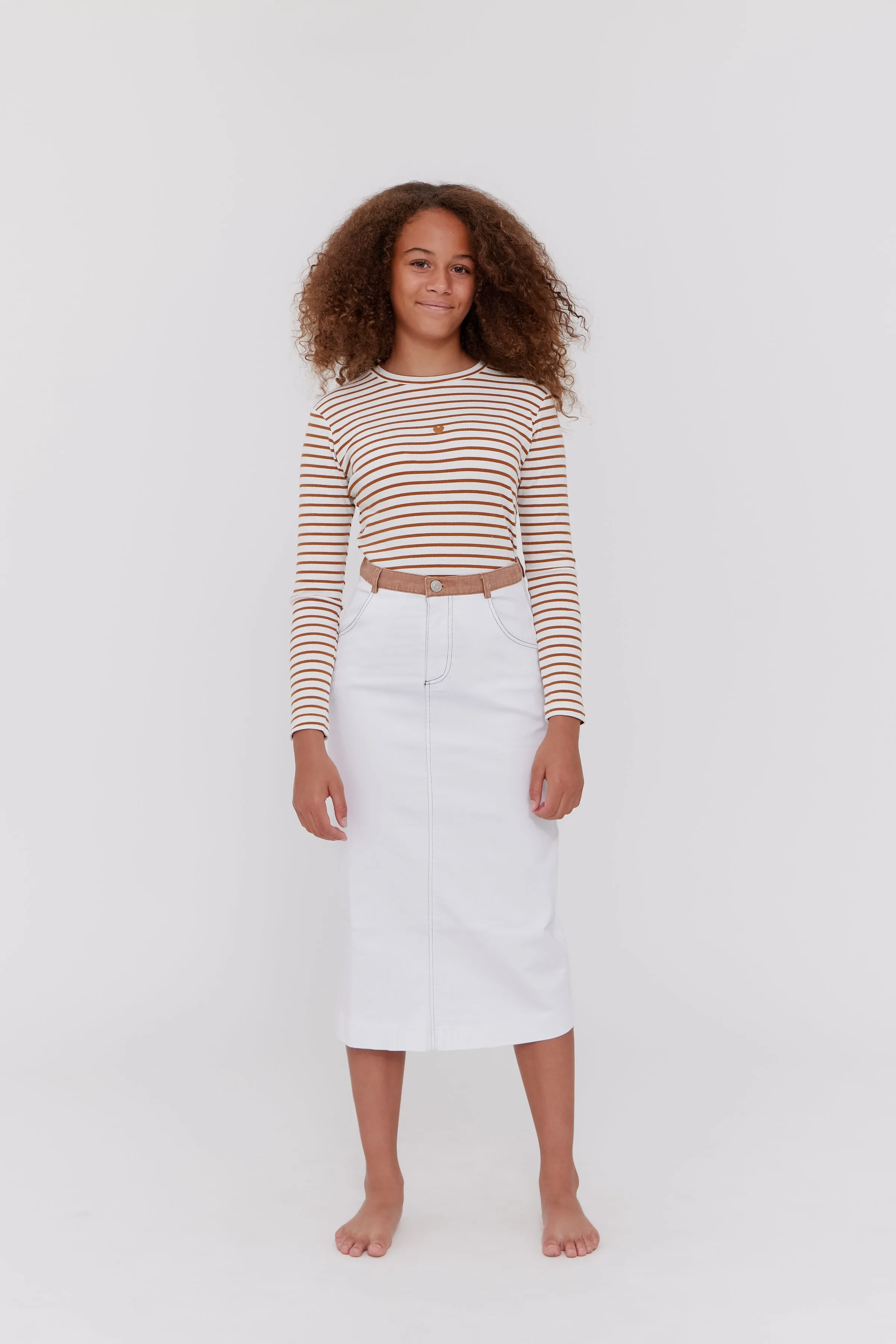 2 tone white maxi skirt by Crew Basics