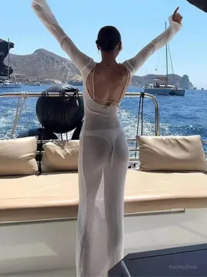 2024 Chic Sexy Backless Club Party Night Bohemian Beach Holiday Bikini Dress