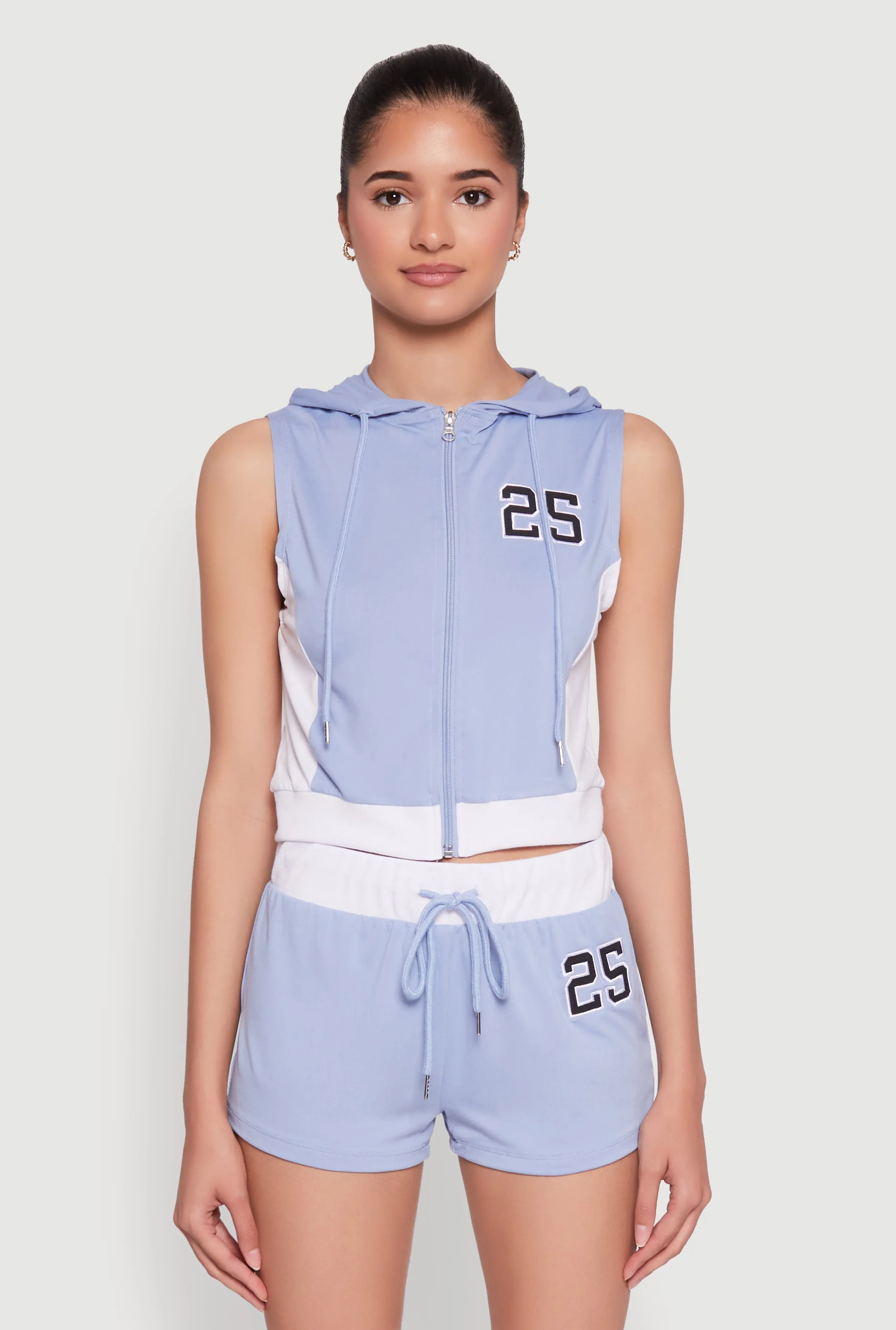 25 Graphic Hooded Zip Front Vest