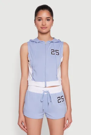 25 Graphic Hooded Zip Front Vest