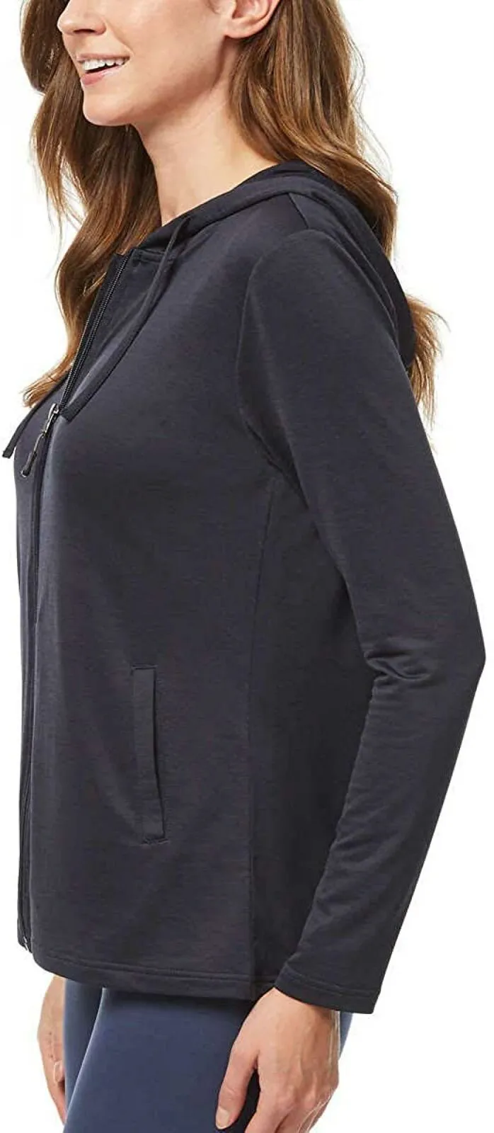 32 Degrees Cool Women's Ultra Soft Full Zip Hoodie Black Medium