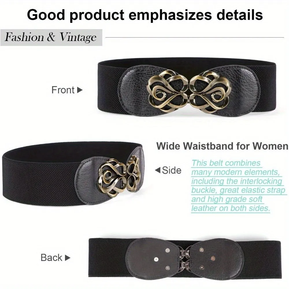 4 Pieces Vintage Stretchy Elastic Wide Waist Belts