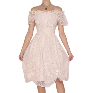 70s Angelic Cream Lace Dress (S)