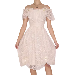 70s Angelic Cream Lace Dress (S)