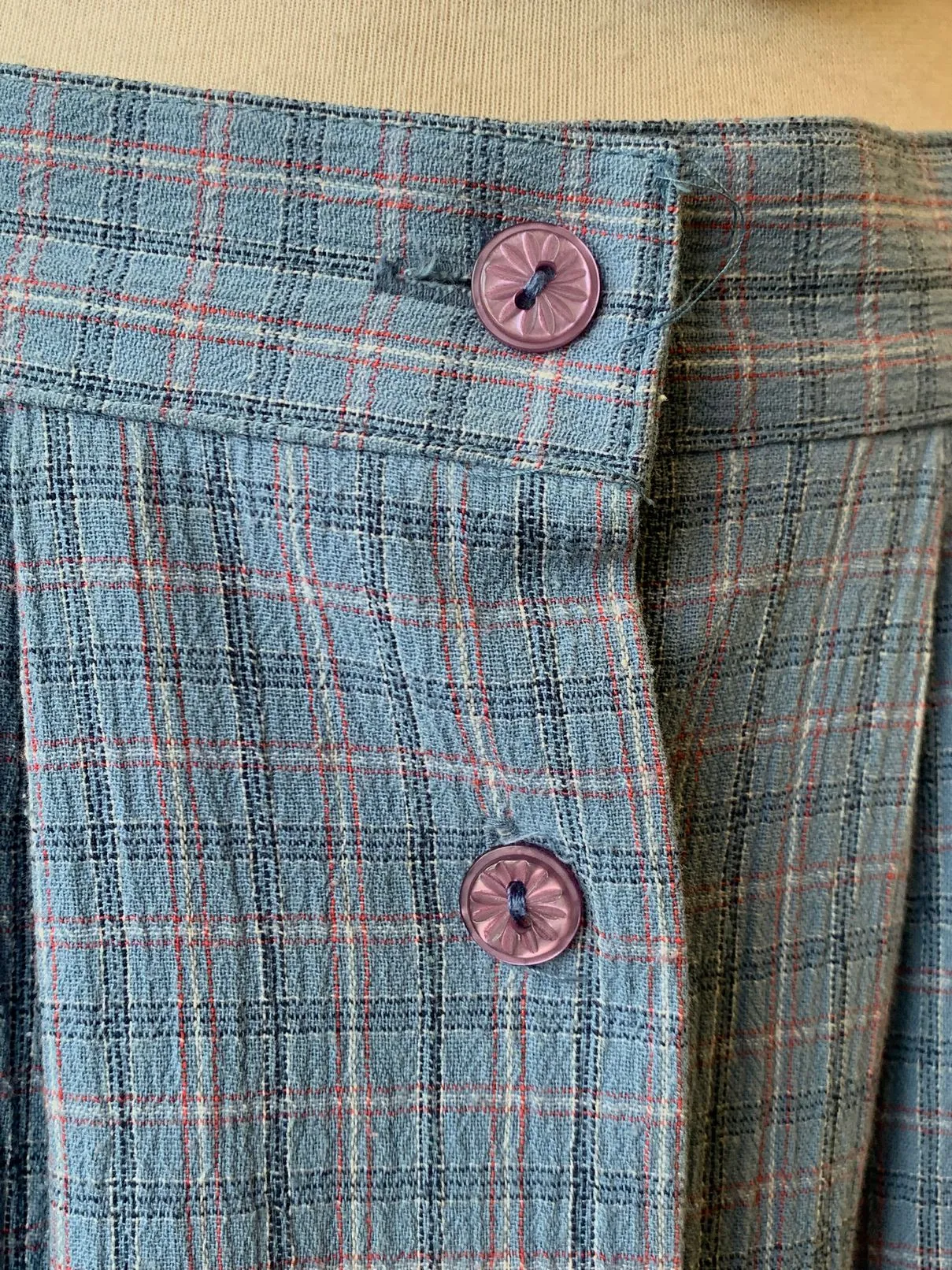 80s 90s Blue Plaid Maxi