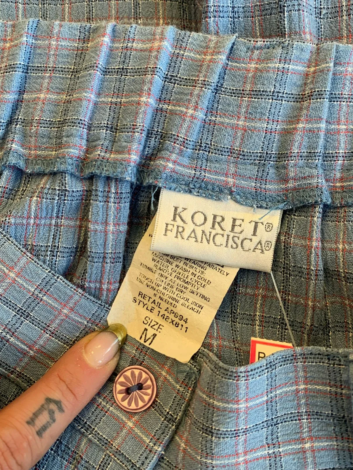 80s 90s Blue Plaid Maxi