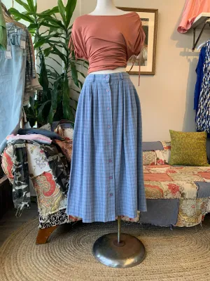 80s 90s Blue Plaid Maxi