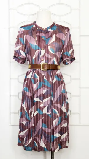 80s Purple Petal Swirl Dress