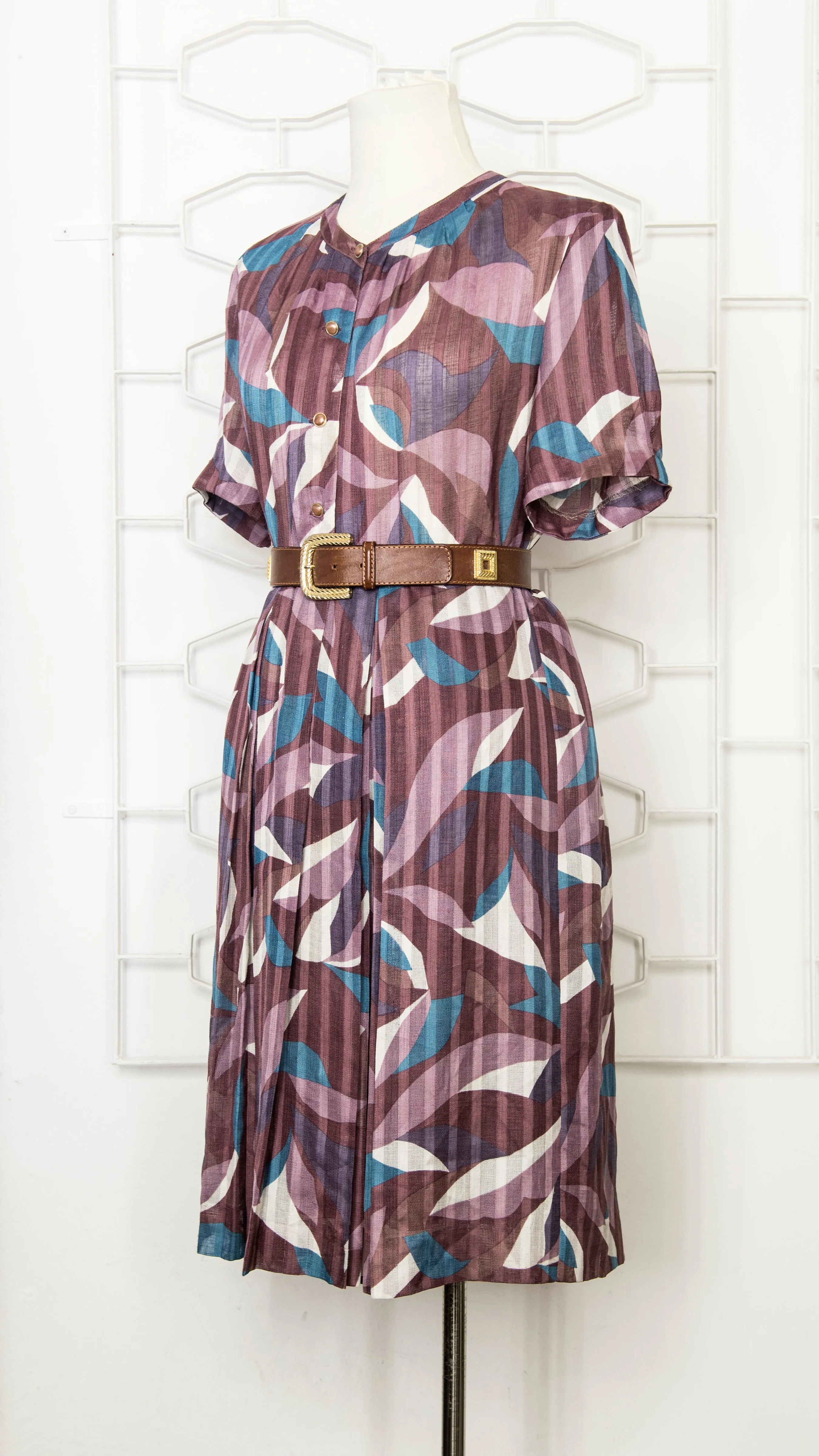 80s Purple Petal Swirl Dress