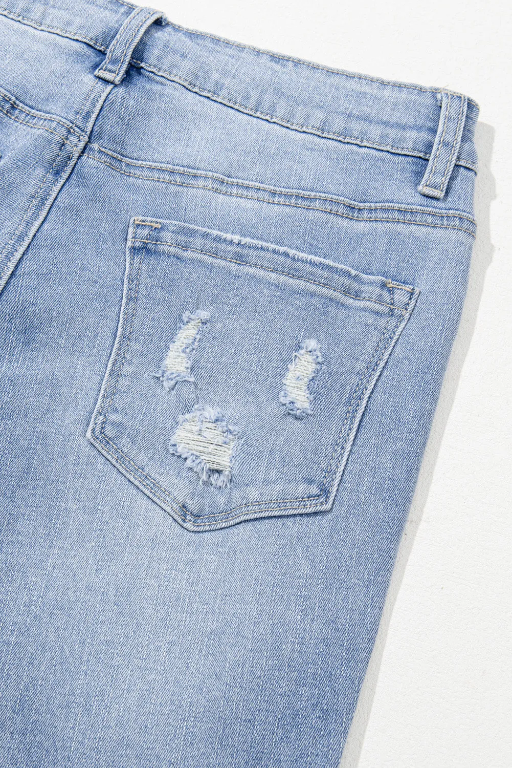 Acid Wash Raw Hem High Waist Flared Jeans