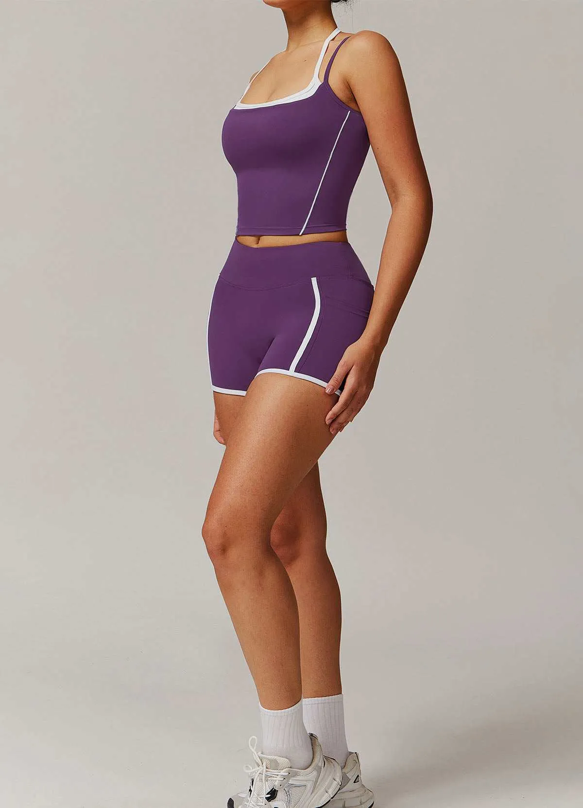 Activewear Set with Double Crossed Tank Tops and Short