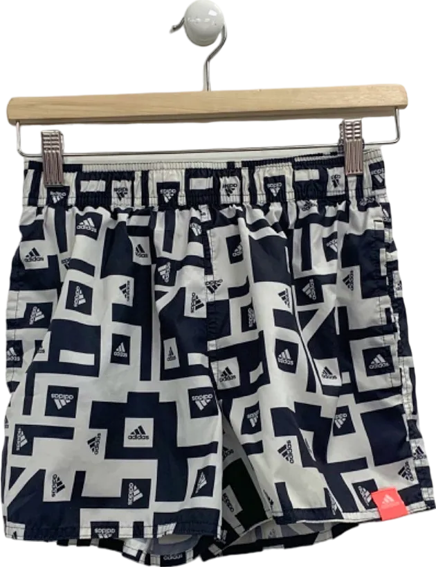 Adidas Black/White Graphic Swim Shorts UK S