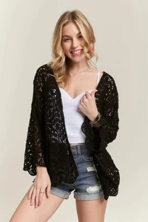 ADORA Leaf Pattern Crochet Cardigan