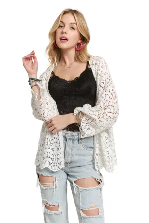 ADORA Leaf Pattern Crochet Cardigan