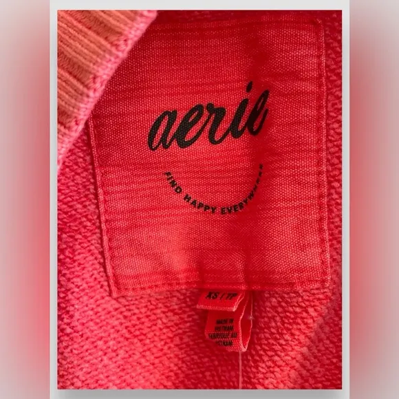 Aerie Womens Mind In The Mountains Pullover CrewNeck Sweatshirt Sz XS NWT Orange