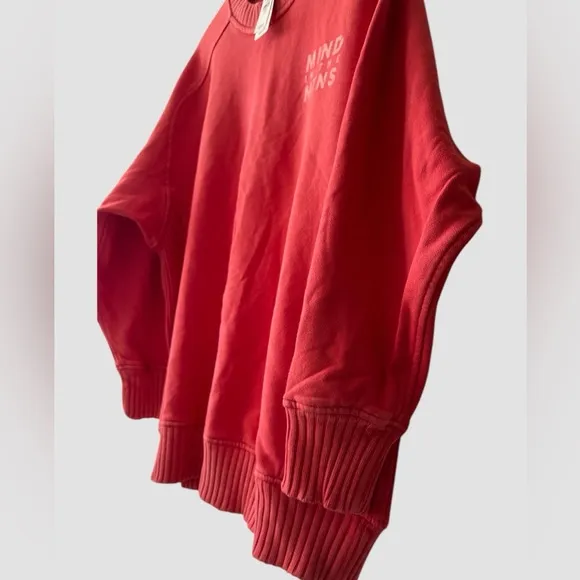 Aerie Womens Mind In The Mountains Pullover CrewNeck Sweatshirt Sz XS NWT Orange