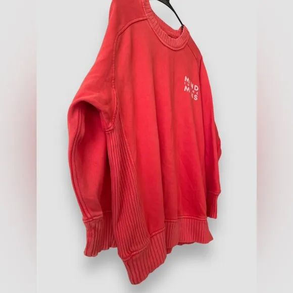 Aerie Womens Mind In The Mountains Pullover CrewNeck Sweatshirt Sz XS NWT Orange