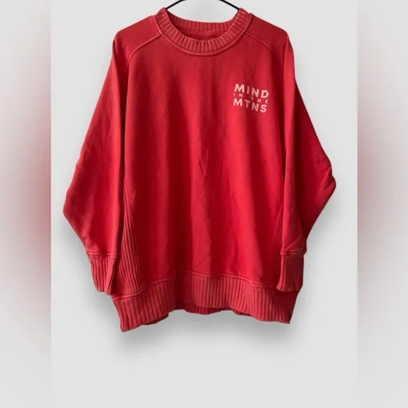 Aerie Womens Mind In The Mountains Pullover CrewNeck Sweatshirt Sz XS NWT Orange