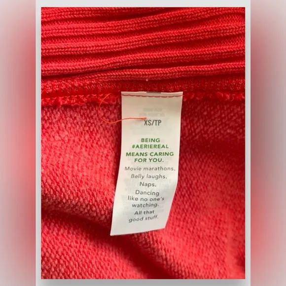 Aerie Womens Mind In The Mountains Pullover CrewNeck Sweatshirt Sz XS NWT Orange