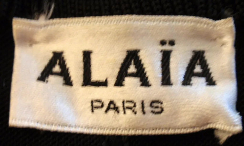 ALAÏA 1990s Black Sheer Jersey Long Sleeve Scoop Neck Dress