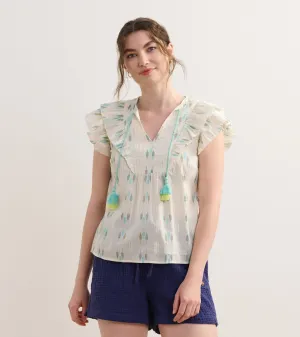 Alexa Popover - Blue Feather Ikat
