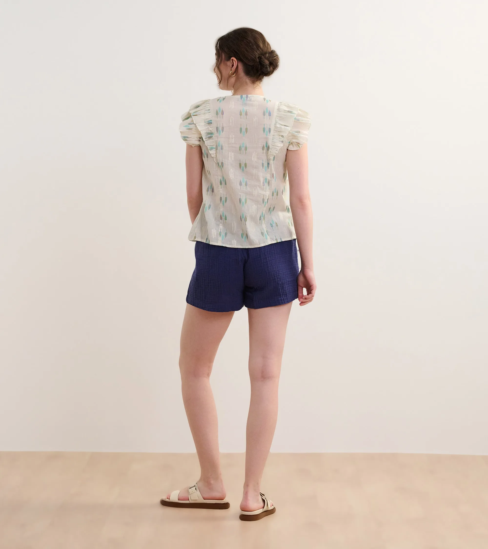 Alexa Popover - Blue Feather Ikat