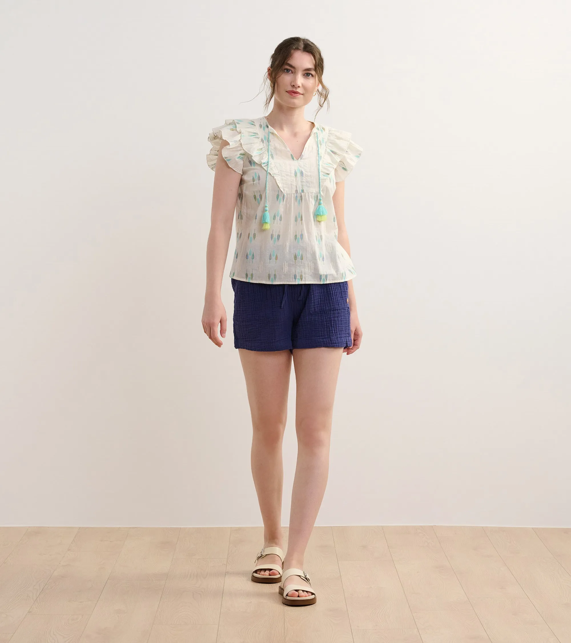 Alexa Popover - Blue Feather Ikat