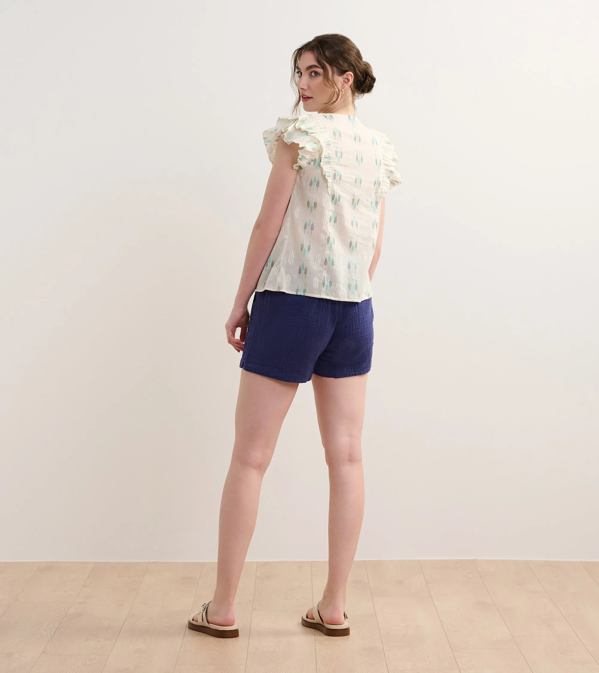 Alexa Popover - Blue Feather Ikat