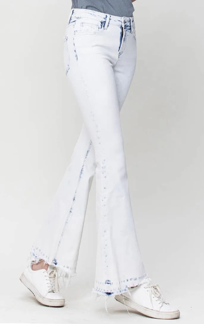 Alison Mid Rise Bleached & Raw Hem Flares