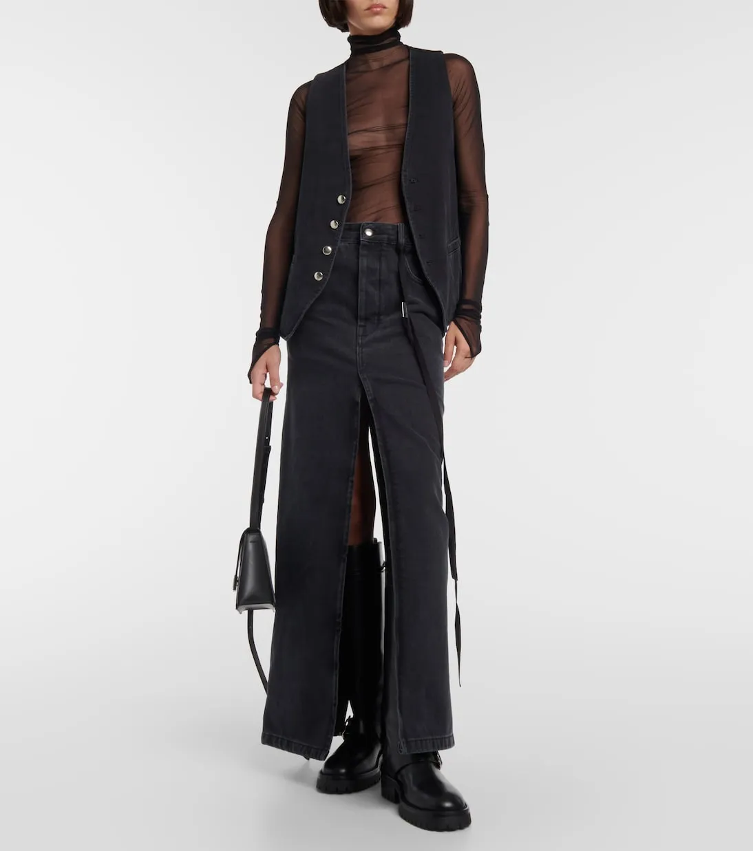 Ann Demeulemeester denim maxi skirt, gray