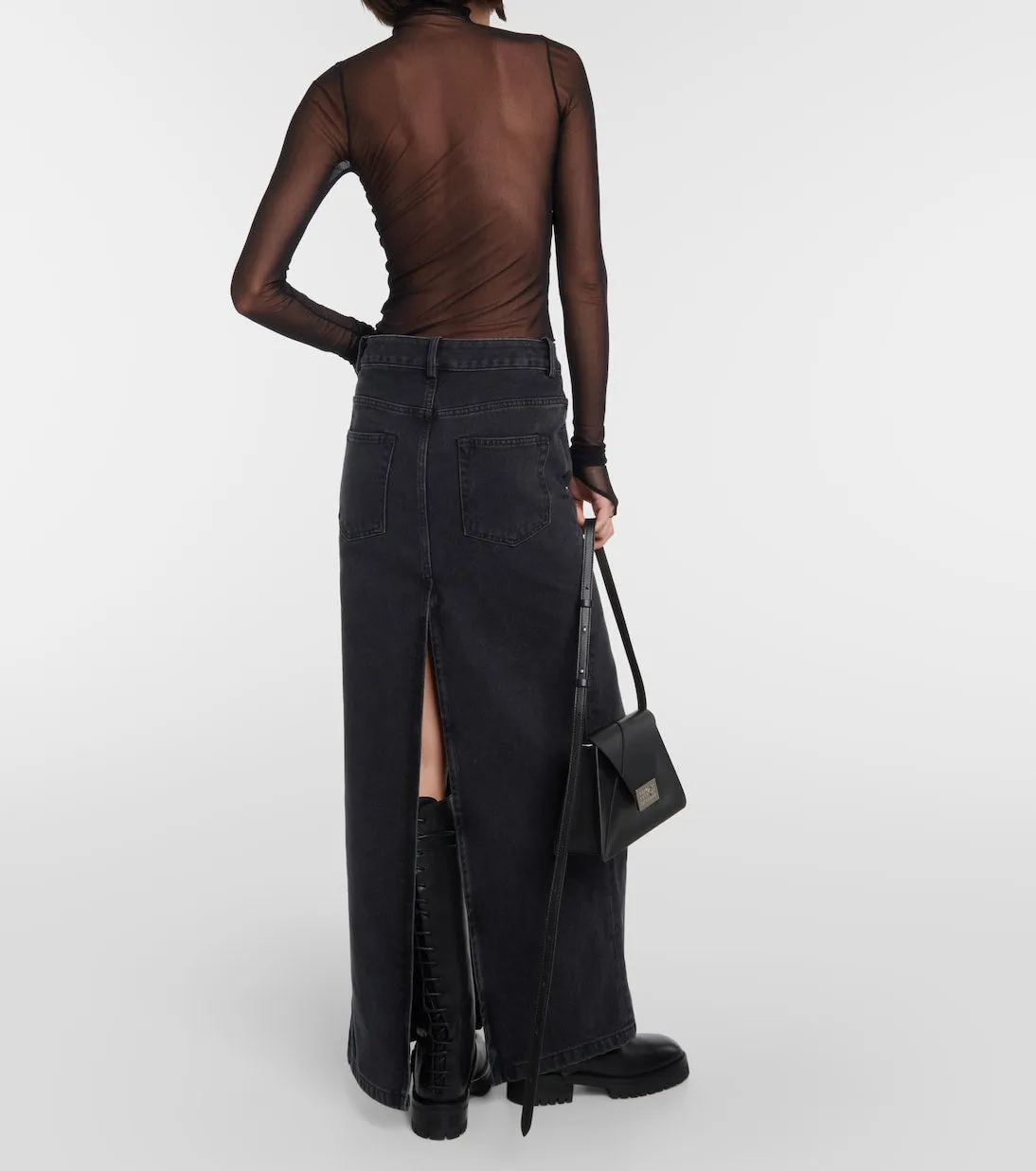 Ann Demeulemeester denim maxi skirt, gray