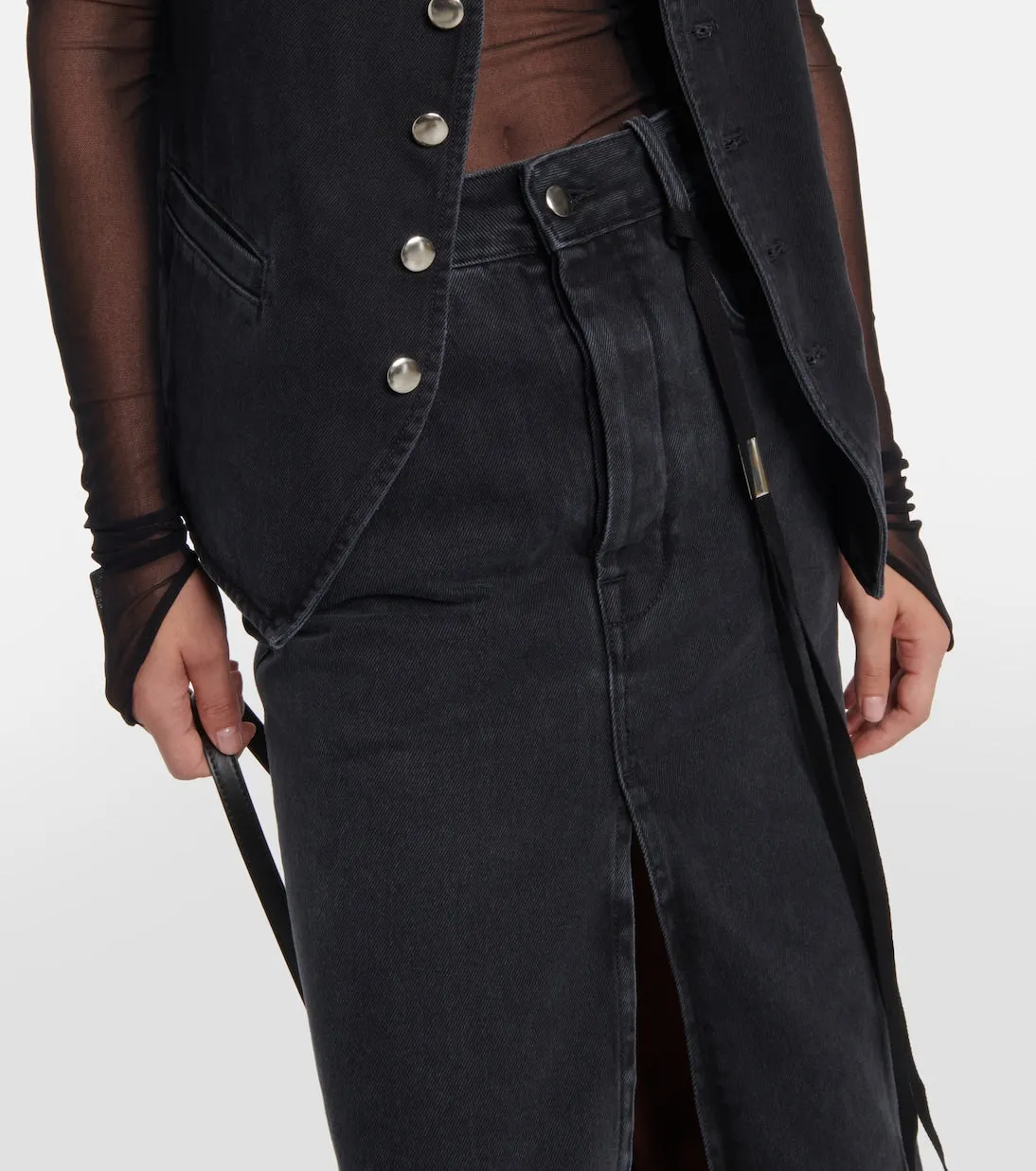 Ann Demeulemeester denim maxi skirt, gray