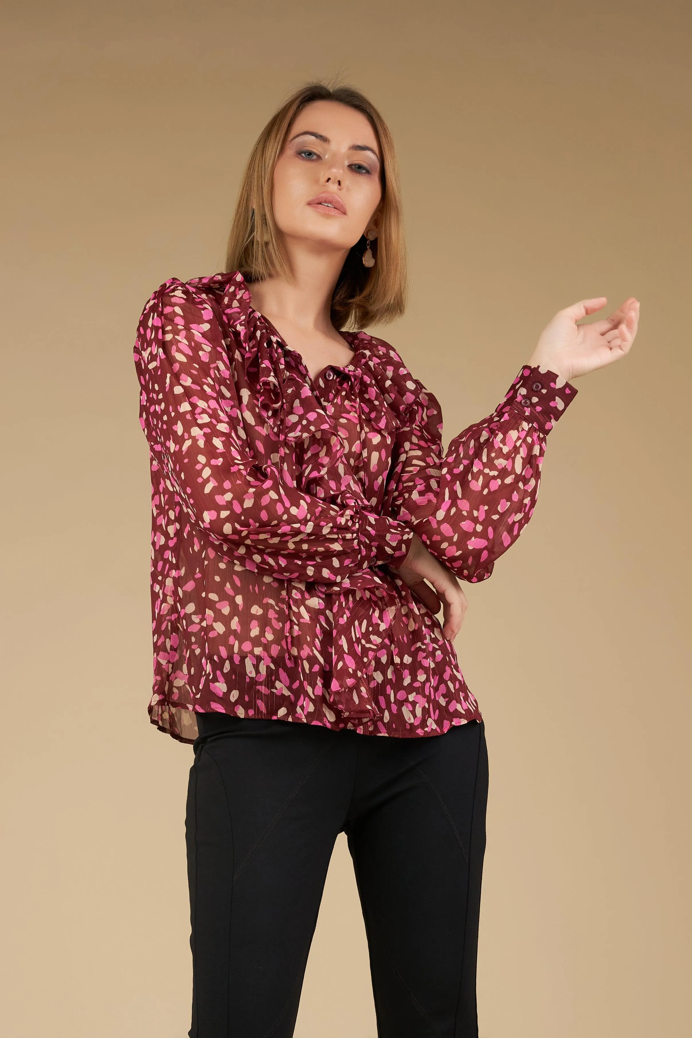 Anna Sheer Top - maroon