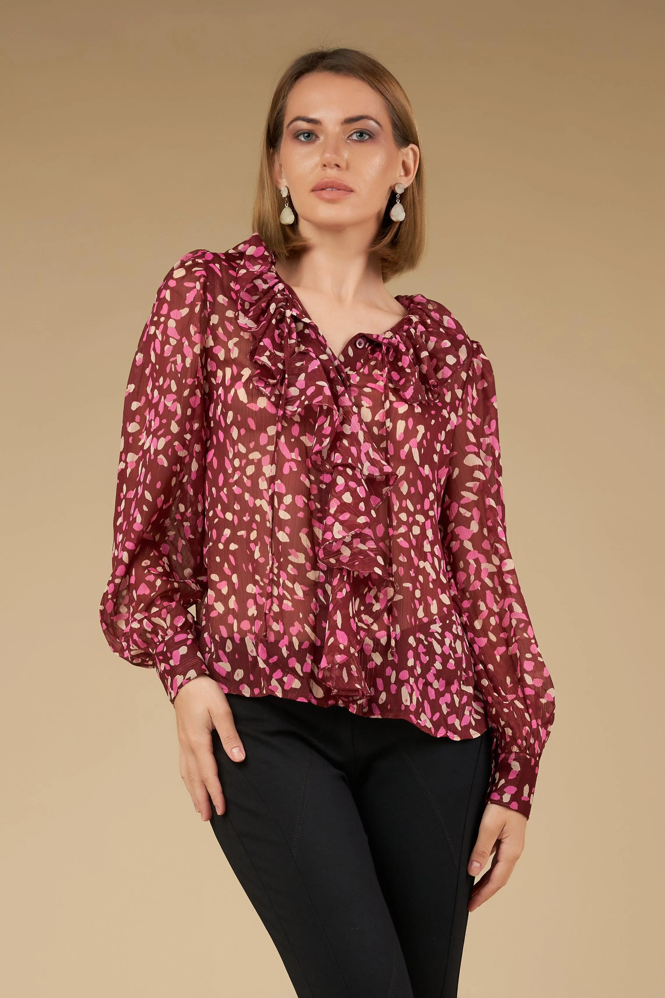 Anna Sheer Top - maroon
