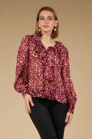 Anna Sheer Top - maroon