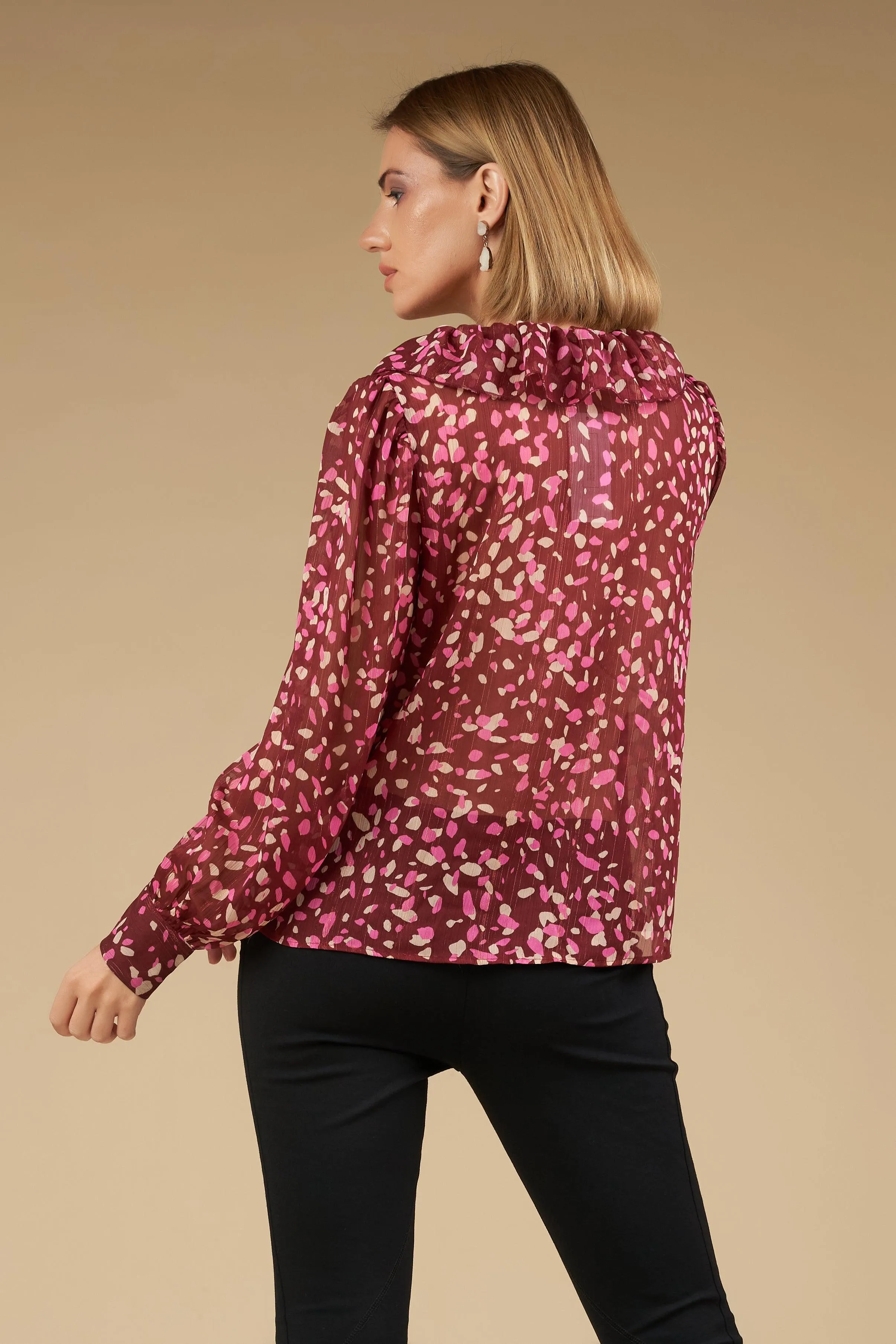 Anna Sheer Top - maroon