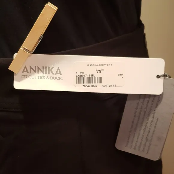 ANNIKA CUTTER &amp; BUCK TENNIS PREPPY ACTIVE ACTIVEWEAR BLACK GOLF SKORT SHORTS SZ8