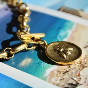 Antiqued Gold Bee & Fleur de Lis Chunky Chain