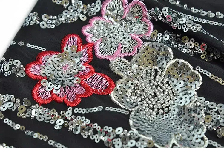 Antonella V-Neck Batwing Sleeve Sequins Embroidery Beading Vintage Evening Dress