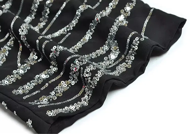 Antonella V-Neck Batwing Sleeve Sequins Embroidery Beading Vintage Evening Dress
