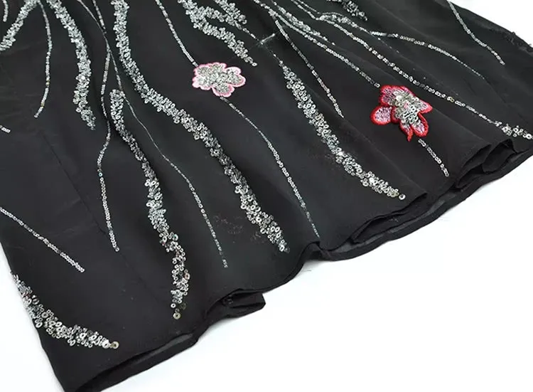 Antonella V-Neck Batwing Sleeve Sequins Embroidery Beading Vintage Evening Dress