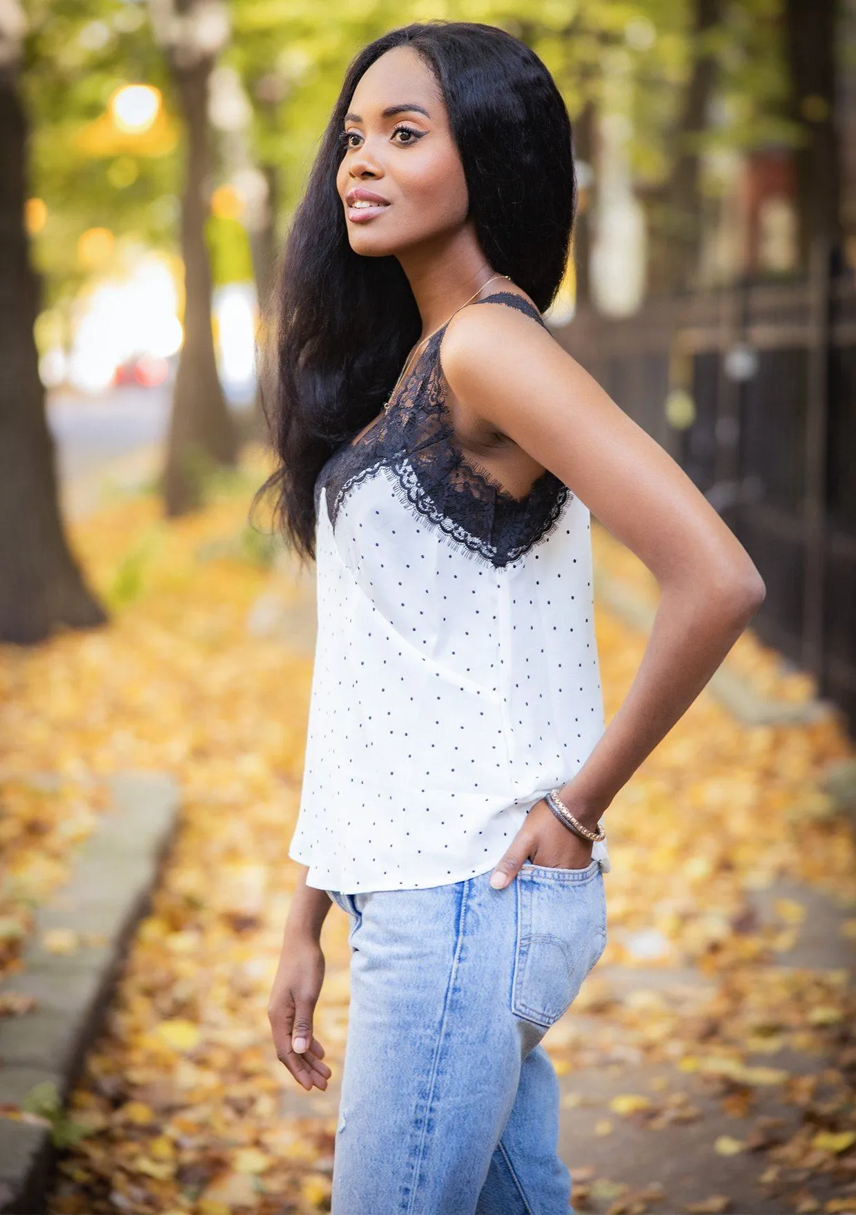 April Polka Dot Lace Cami