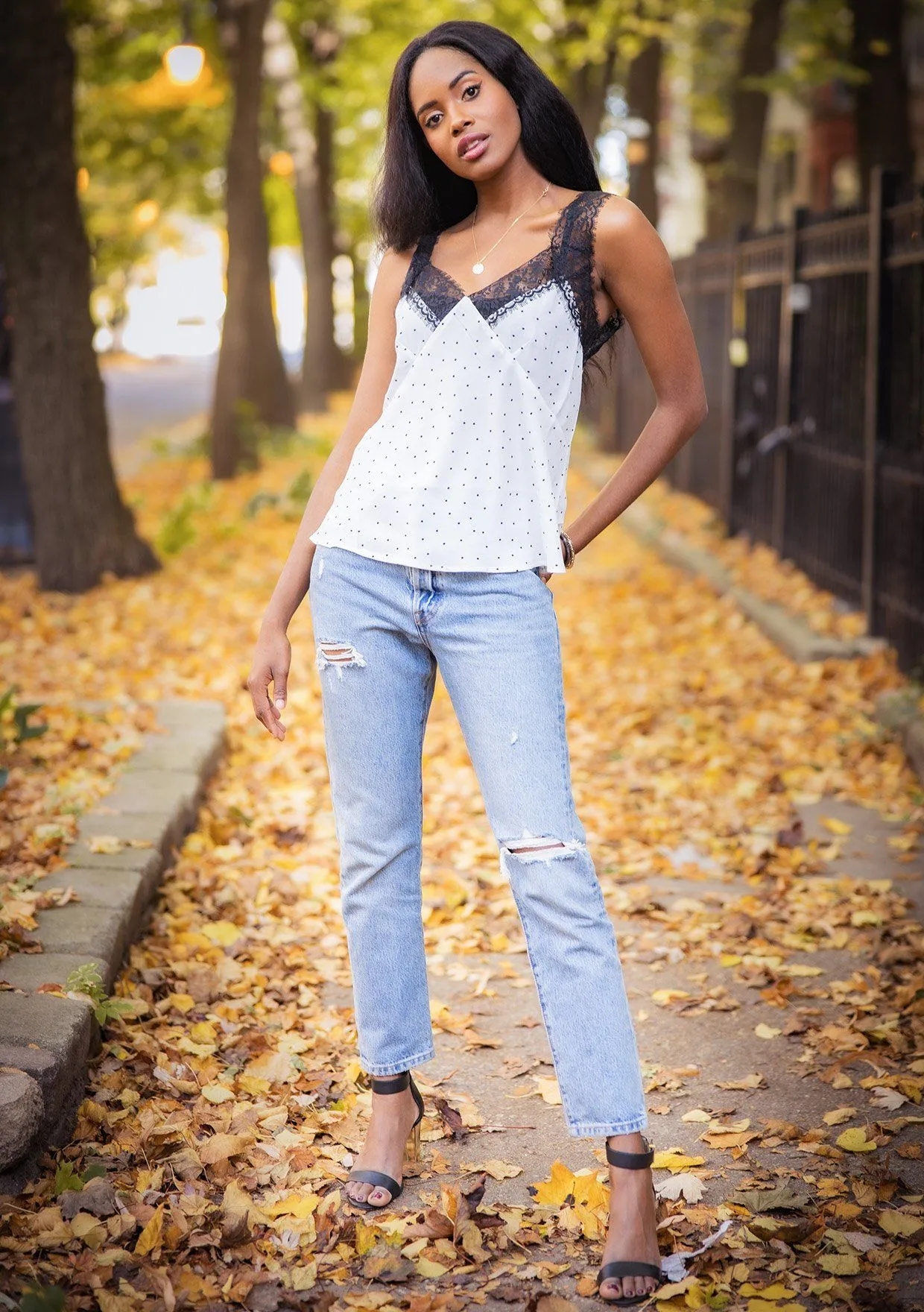 April Polka Dot Lace Cami