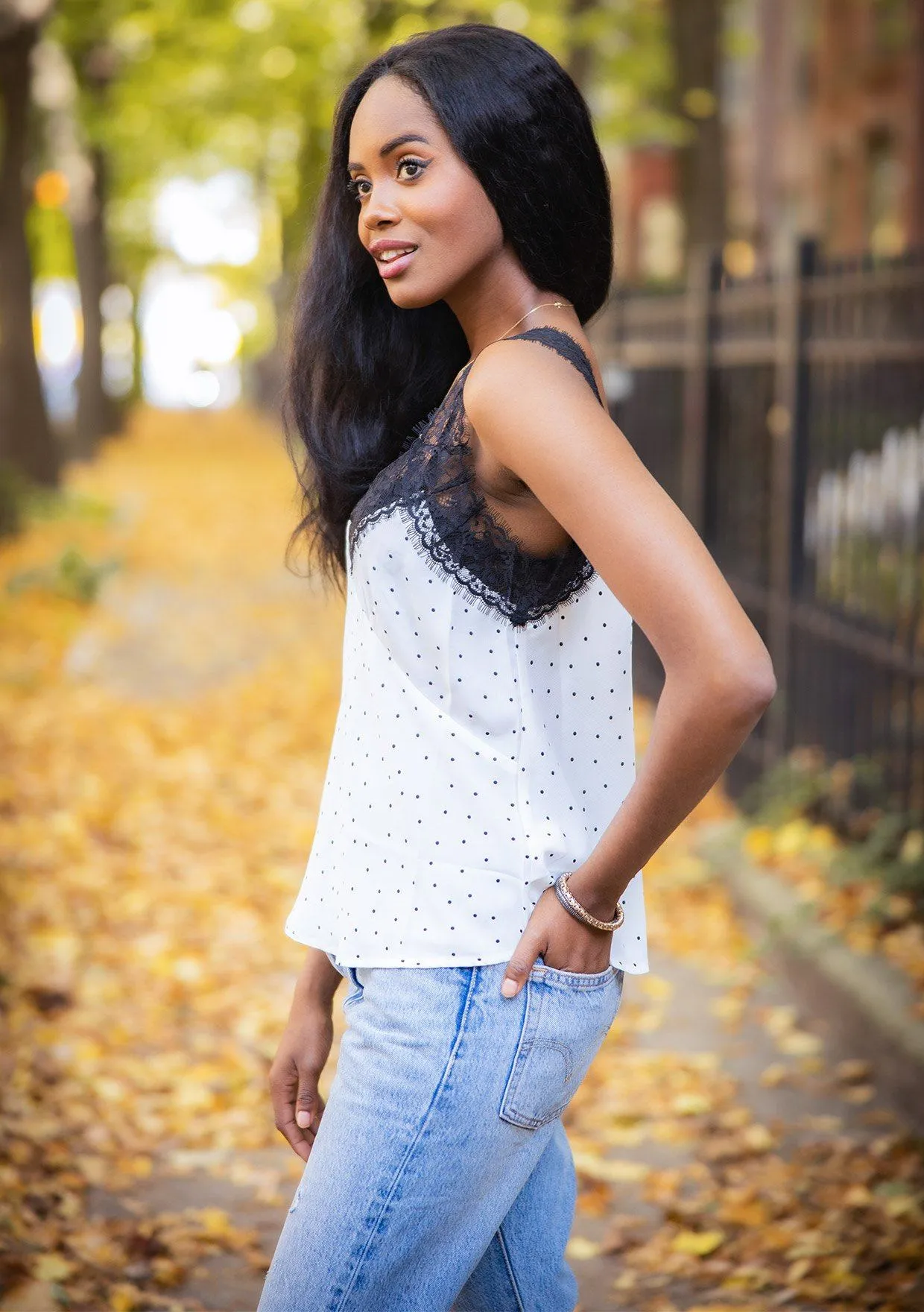 April Polka Dot Lace Cami