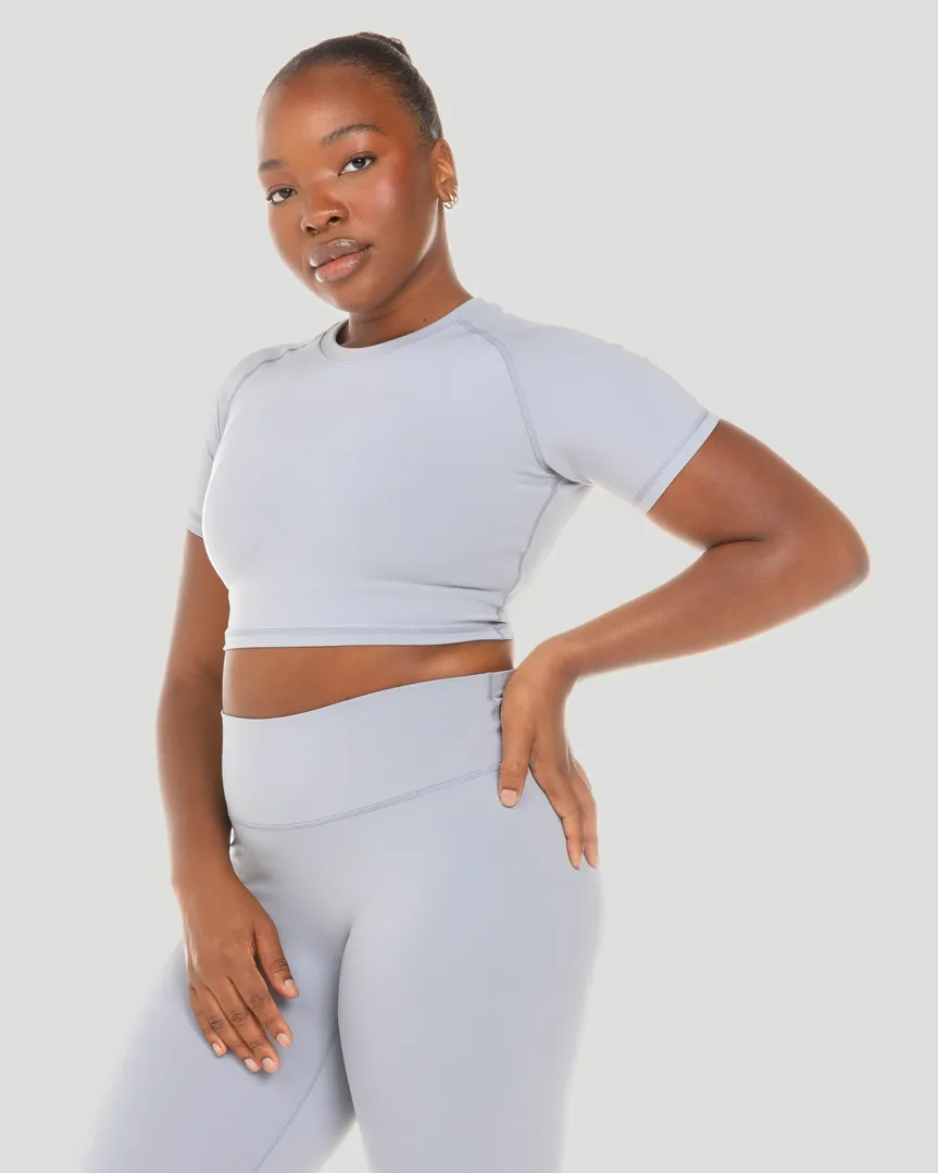 Aura Crop Tee - Steel Grey