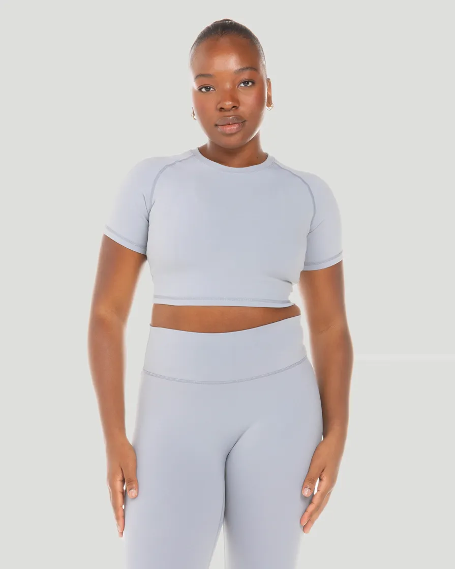Aura Crop Tee - Steel Grey