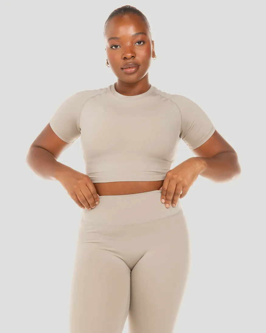 Aura Crop Tee - Vintage Khaki