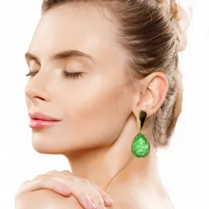 Aurora Green Funnel Gold Earrings