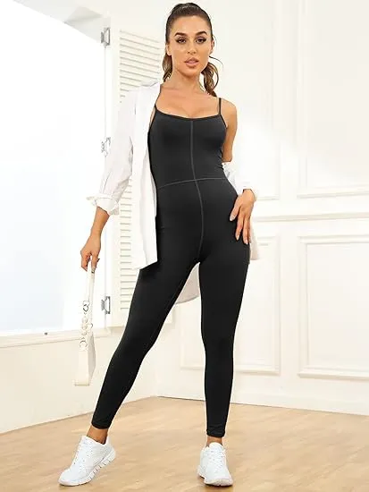 AUTOMET Jumpsuits for Women Sexy Bodysuits Workout Yoga Gym Catsuit Rompers Summer One Piece Workout Sets Sleeveless Bodycon Spring Outfits Fashion 2024